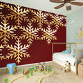 Golden Snowflake Print Wall Sticker