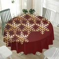 Golden Snowflake Print Waterproof Round Tablecloth