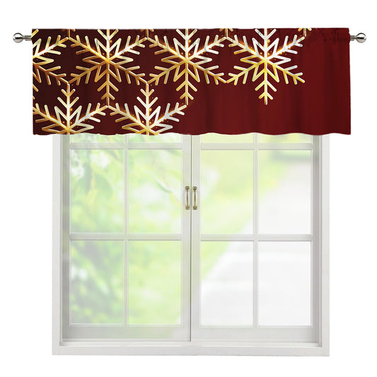 Golden Snowflake Print Window Valance