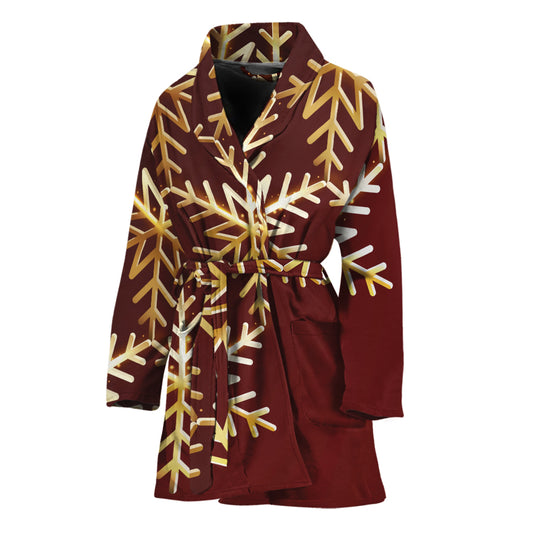 Golden Snowflake Print Women's Bathrobe