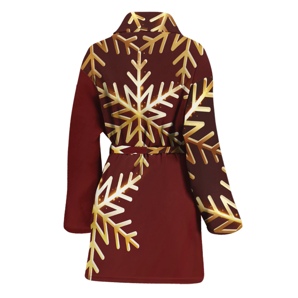 Golden Snowflake Print Women's Bathrobe