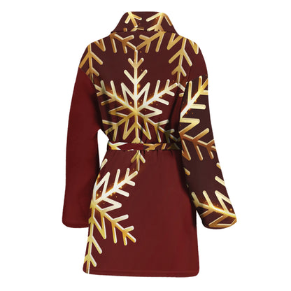 Golden Snowflake Print Women's Bathrobe