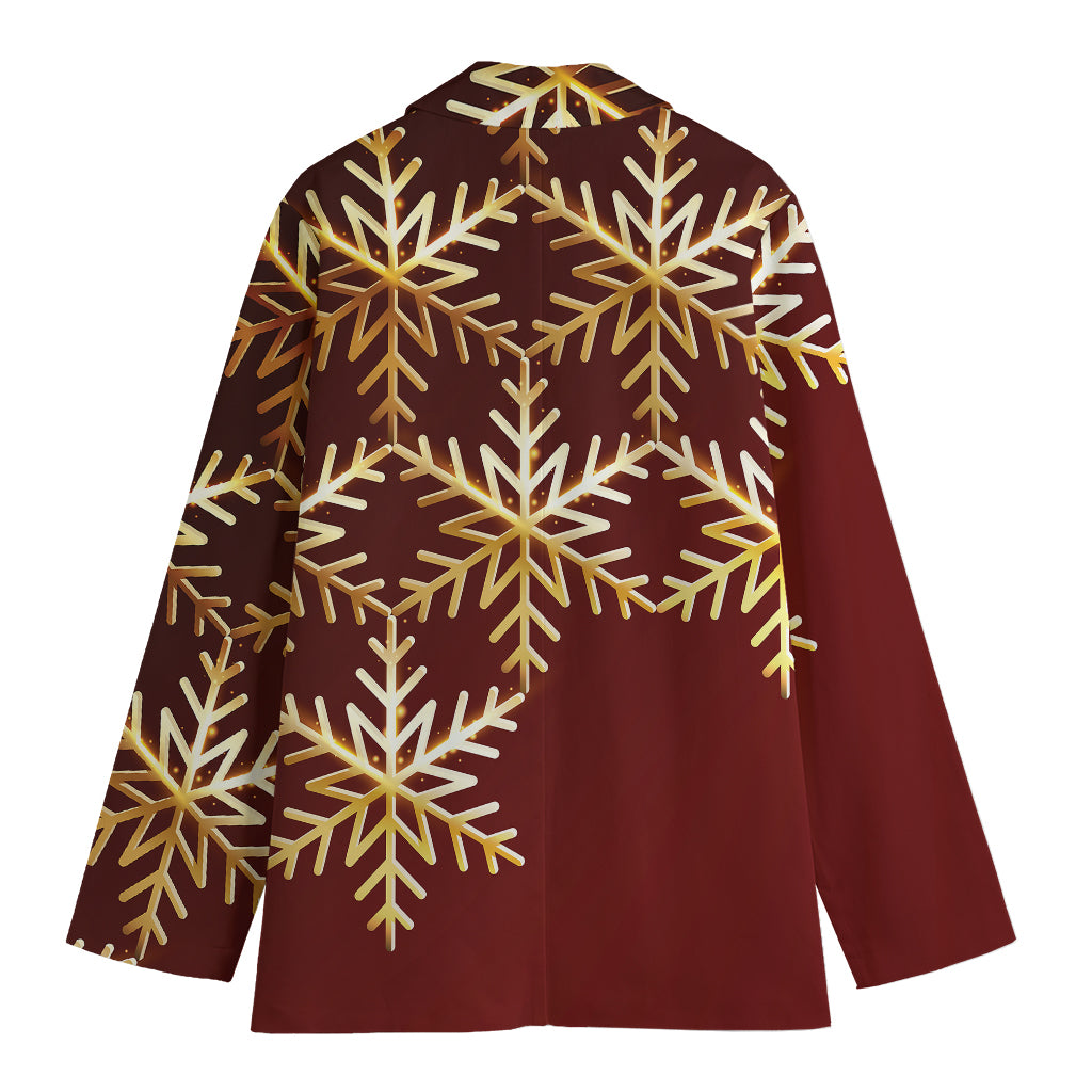 Golden Snowflake Print Women's Blazer