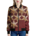 Golden Snowflake Print Women's Bomber Jacket