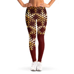 Golden Snowflake Print Women's Leggings