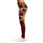 Golden Snowflake Print Women's Leggings