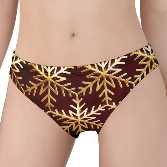 Golden Snowflake Print Women's Panties