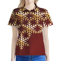 Golden Snowflake Print Women's Polo Shirt
