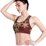 Golden Snowflake Print Women's Sports Bra