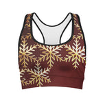Golden Snowflake Print Women's Sports Bra