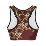 Golden Snowflake Print Women's Sports Bra