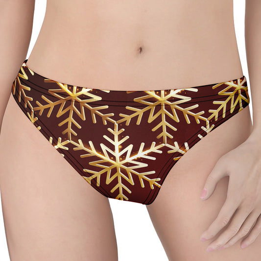 Golden Snowflake Print Women's Thong
