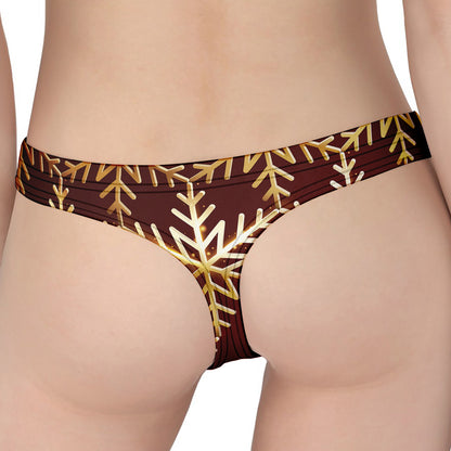 Golden Snowflake Print Women's Thong