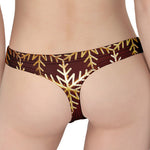 Golden Snowflake Print Women's Thong