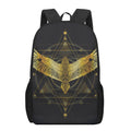 Golden Spiritual Bird Print 17 Inch Backpack