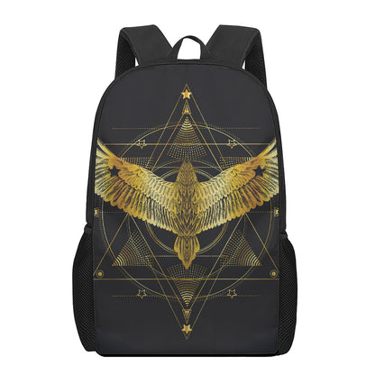 Golden Spiritual Bird Print 17 Inch Backpack