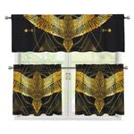 Golden Spiritual Bird Print 3 Piece Kitchen Curtains