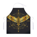 Golden Spiritual Bird Print Adjustable Apron