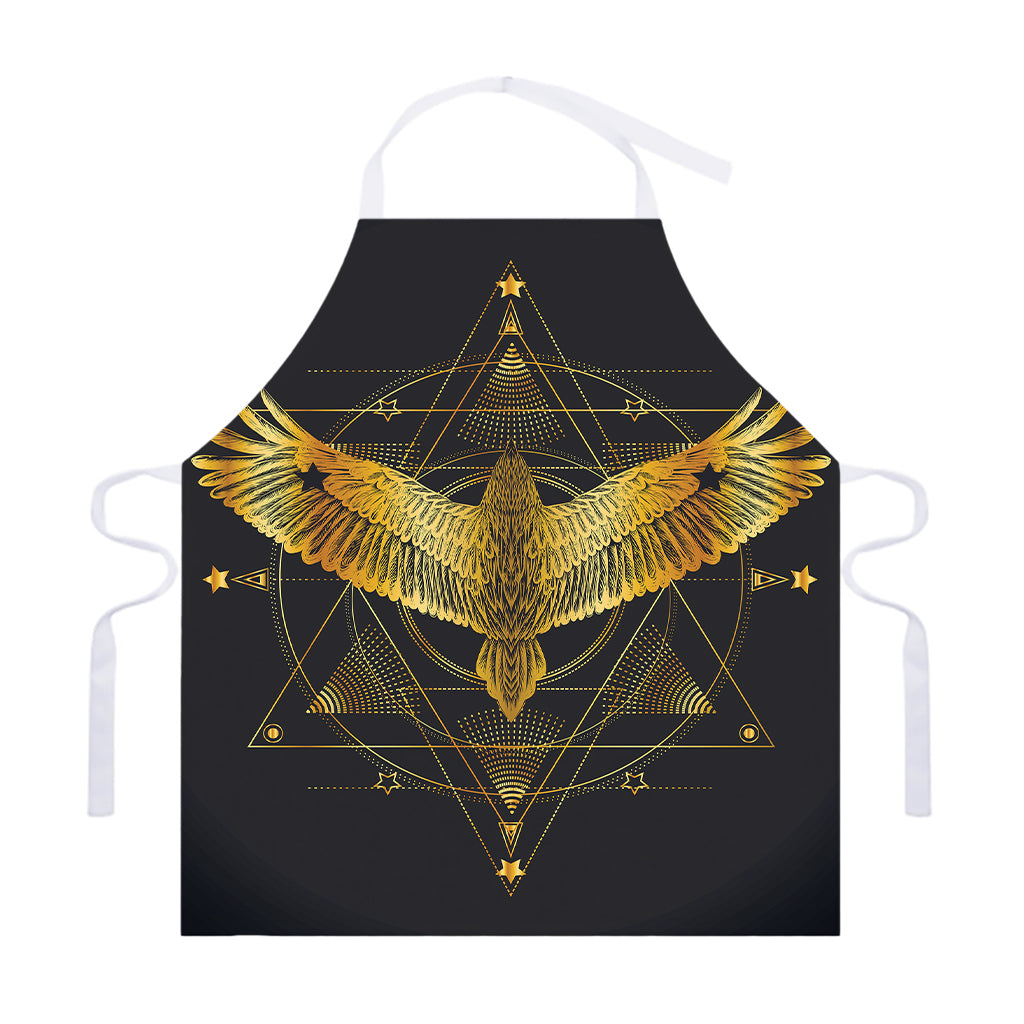 Golden Spiritual Bird Print Adjustable Apron