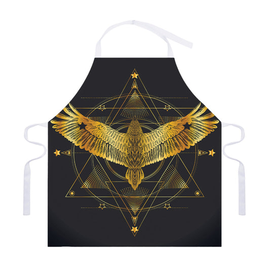 Golden Spiritual Bird Print Adjustable Apron