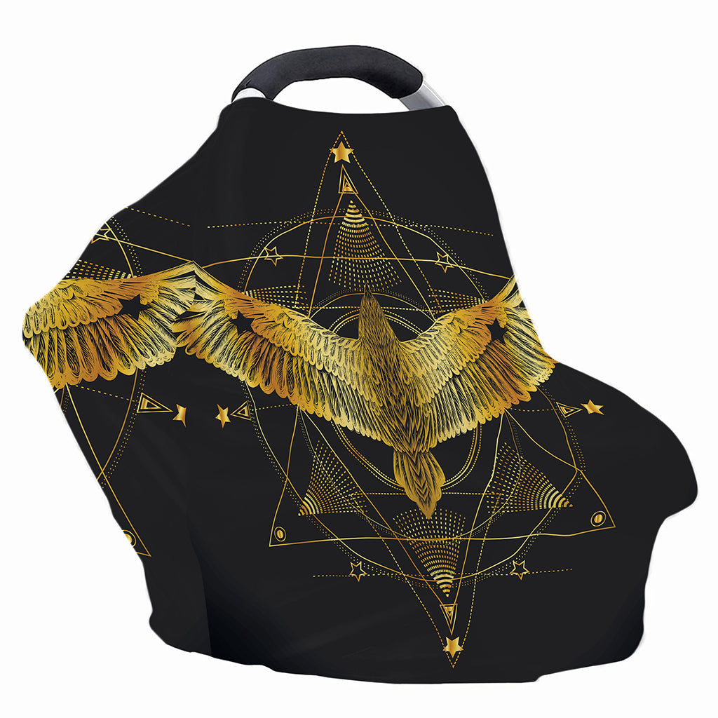 Golden Spiritual Bird Print Baby Seat Cover