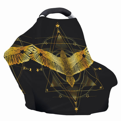 Golden Spiritual Bird Print Baby Seat Cover