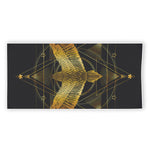 Golden Spiritual Bird Print Beach Towel