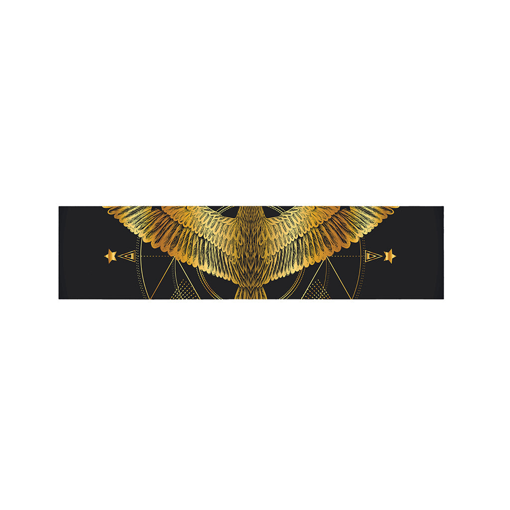 Golden Spiritual Bird Print Bed Runner