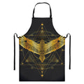 Golden Spiritual Bird Print Bib Apron With Pocket