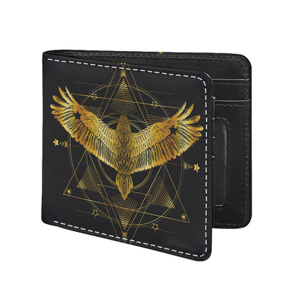 Golden Spiritual Bird Print Bifold Wallet
