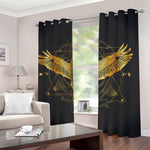 Golden Spiritual Bird Print Blackout Grommet Curtains