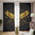 Golden Spiritual Bird Print Dimout Pencil Pleat Curtains