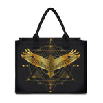 Golden Spiritual Bird Print Canvas Tote Bag