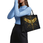 Golden Spiritual Bird Print Canvas Tote Bag