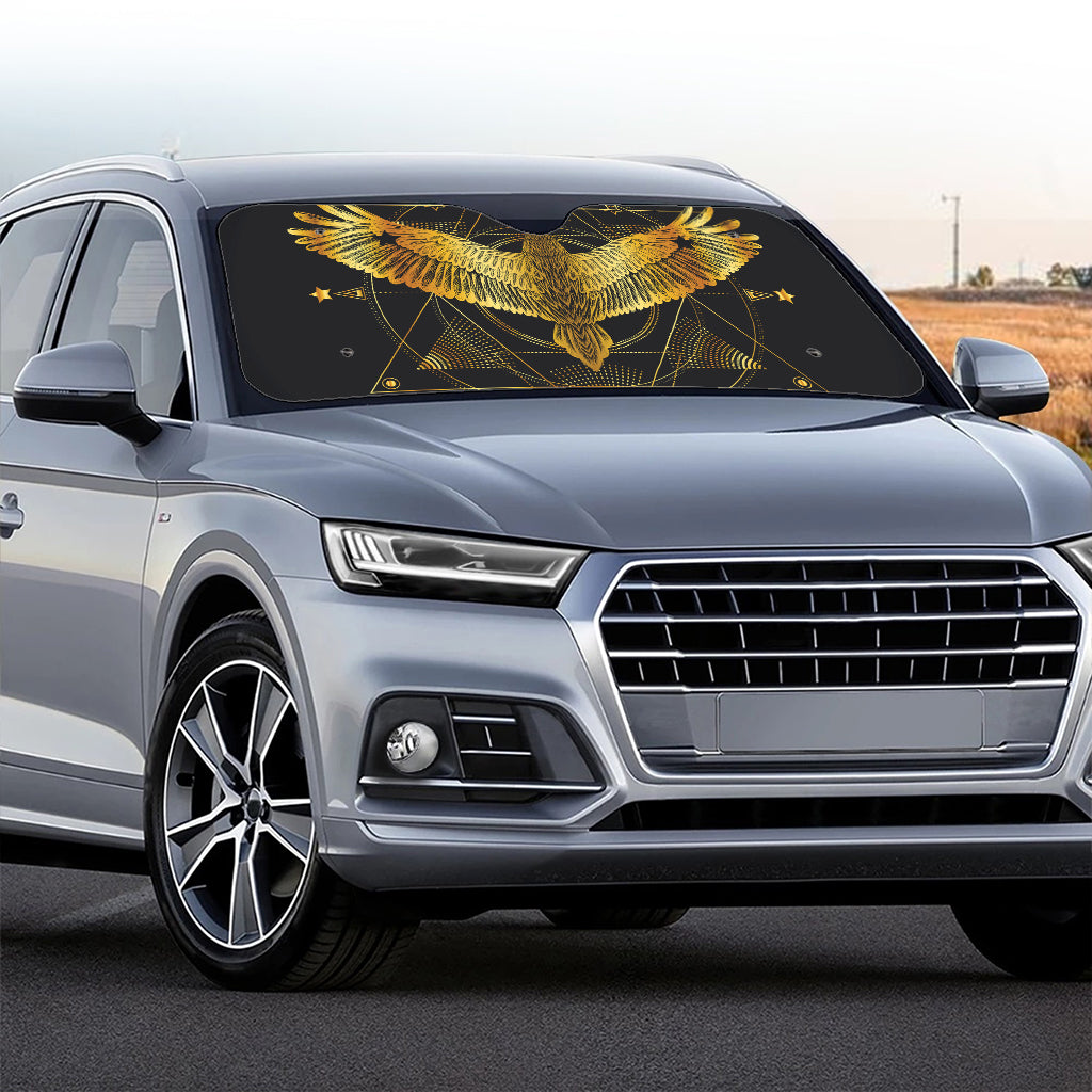 Golden Spiritual Bird Print Car Windshield Sun Shade