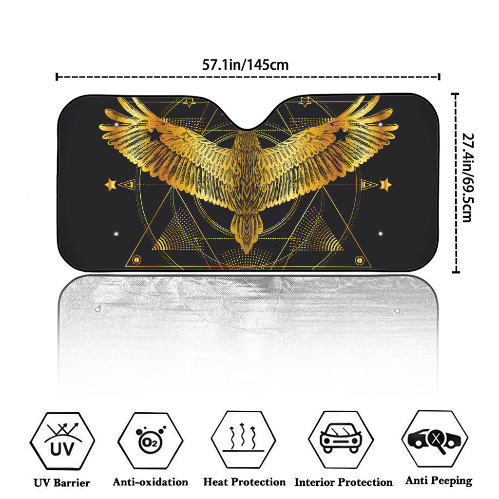 Golden Spiritual Bird Print Car Windshield Sun Shade