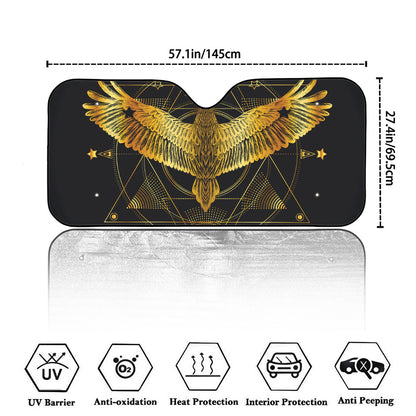 Golden Spiritual Bird Print Car Windshield Sun Shade