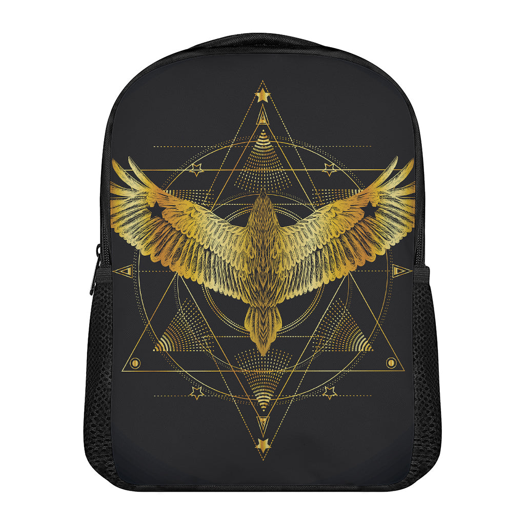 Golden Spiritual Bird Print Casual Backpack
