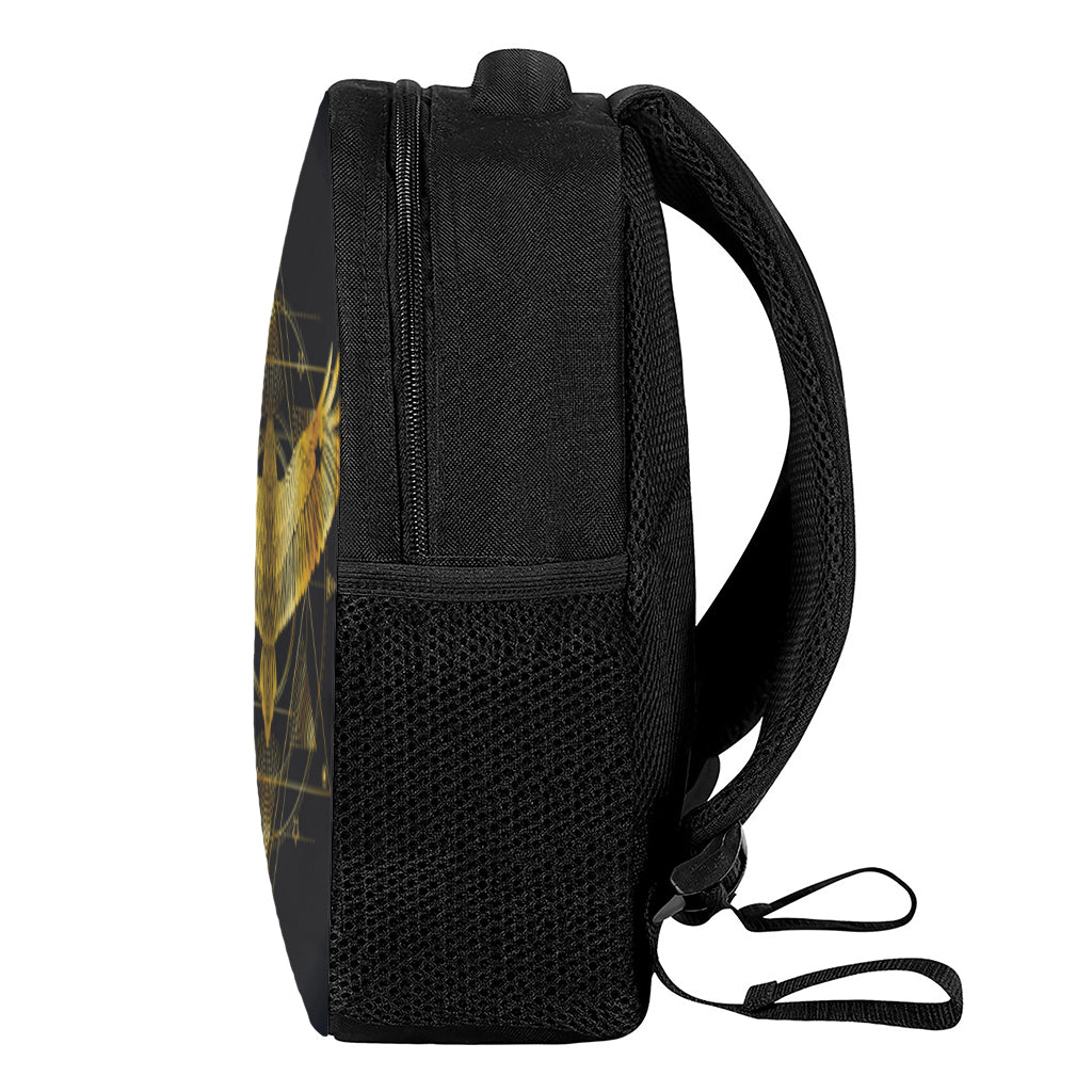Golden Spiritual Bird Print Casual Backpack