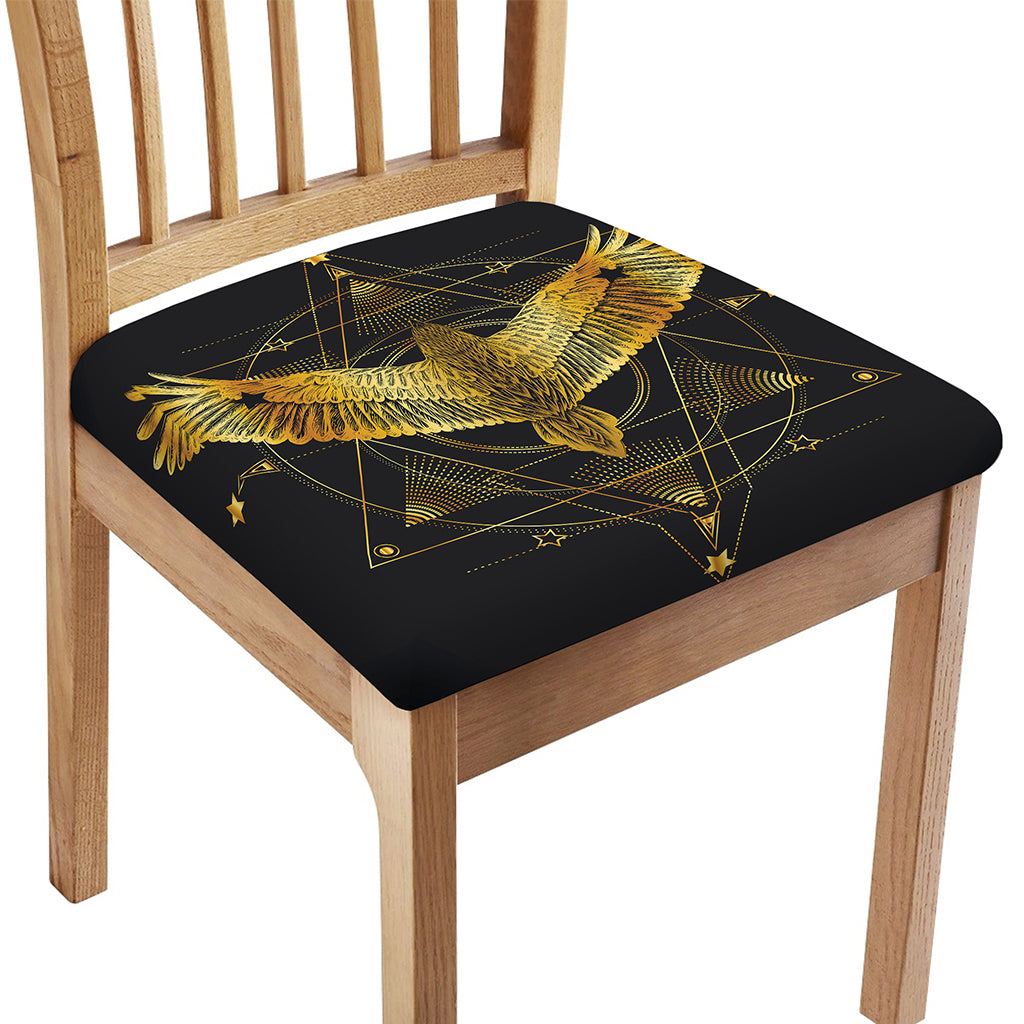 Golden Spiritual Bird Print Chair Cushion Cover