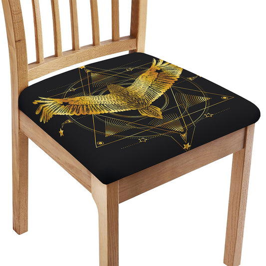 Golden Spiritual Bird Print Chair Cushion Cover