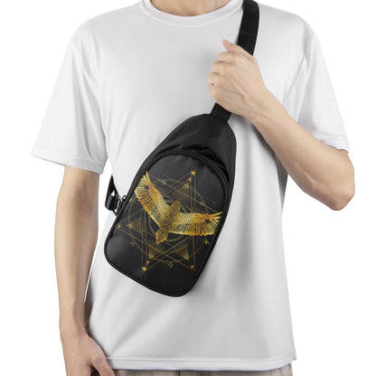 Golden Spiritual Bird Print Chest Bag