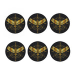 Golden Spiritual Bird Print Coaster Set