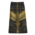 Golden Spiritual Bird Print Cotton Front Slit Maxi Skirt