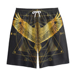 Golden Spiritual Bird Print Cotton Shorts