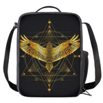 Golden Spiritual Bird Print Crossbody Lunch Bag