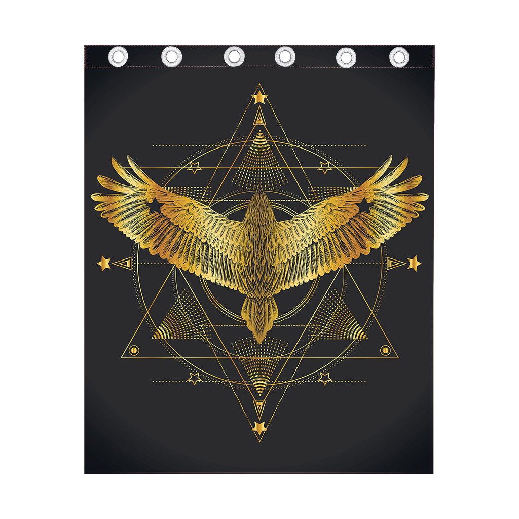 Golden Spiritual Bird Print Curtain