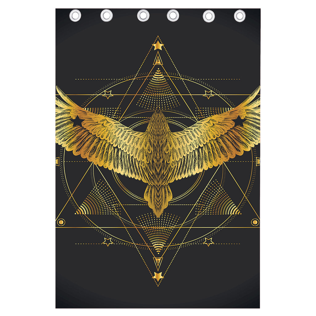 Golden Spiritual Bird Print Curtain