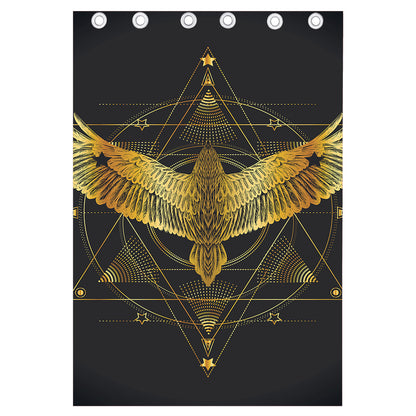 Golden Spiritual Bird Print Curtain