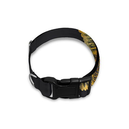 Golden Spiritual Bird Print Dog Collar